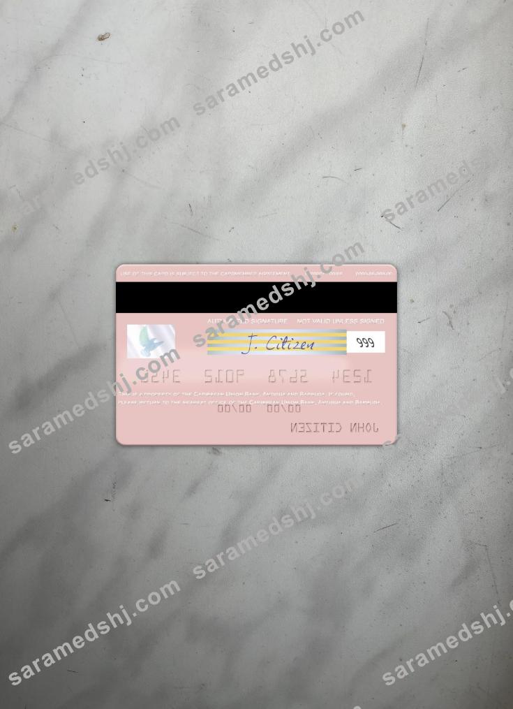 Antigua and Barbuda Caribbean Union Bank visa card photolook back